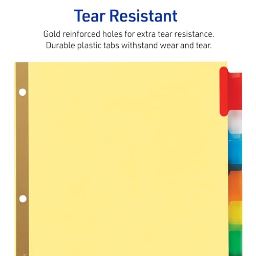 Eco-Friendly Avery Insertable Dividers for 3 Ring Binders, 8 Tabs Set
