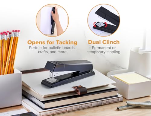 Minimalist Bostitch Office Stapler, No-Jam top-tier for Desktop, Includes Collection